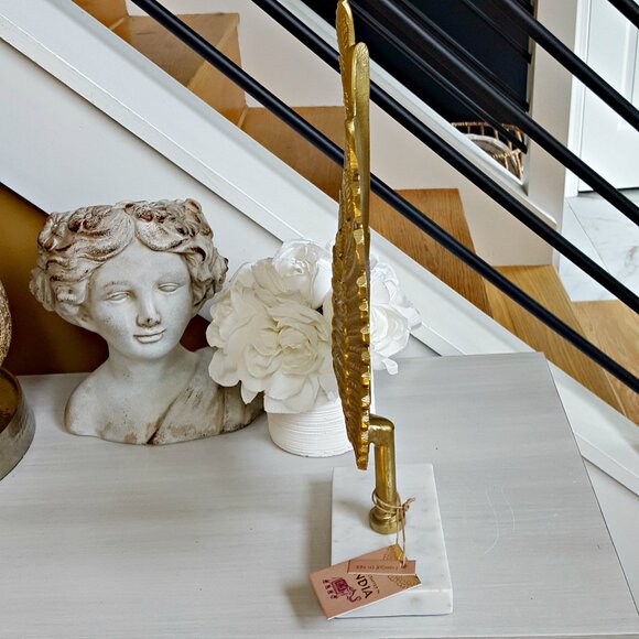 NWT! EXQUISITE Marble & METAL ANGEL WINGS DECOR - Picture 2 of 6